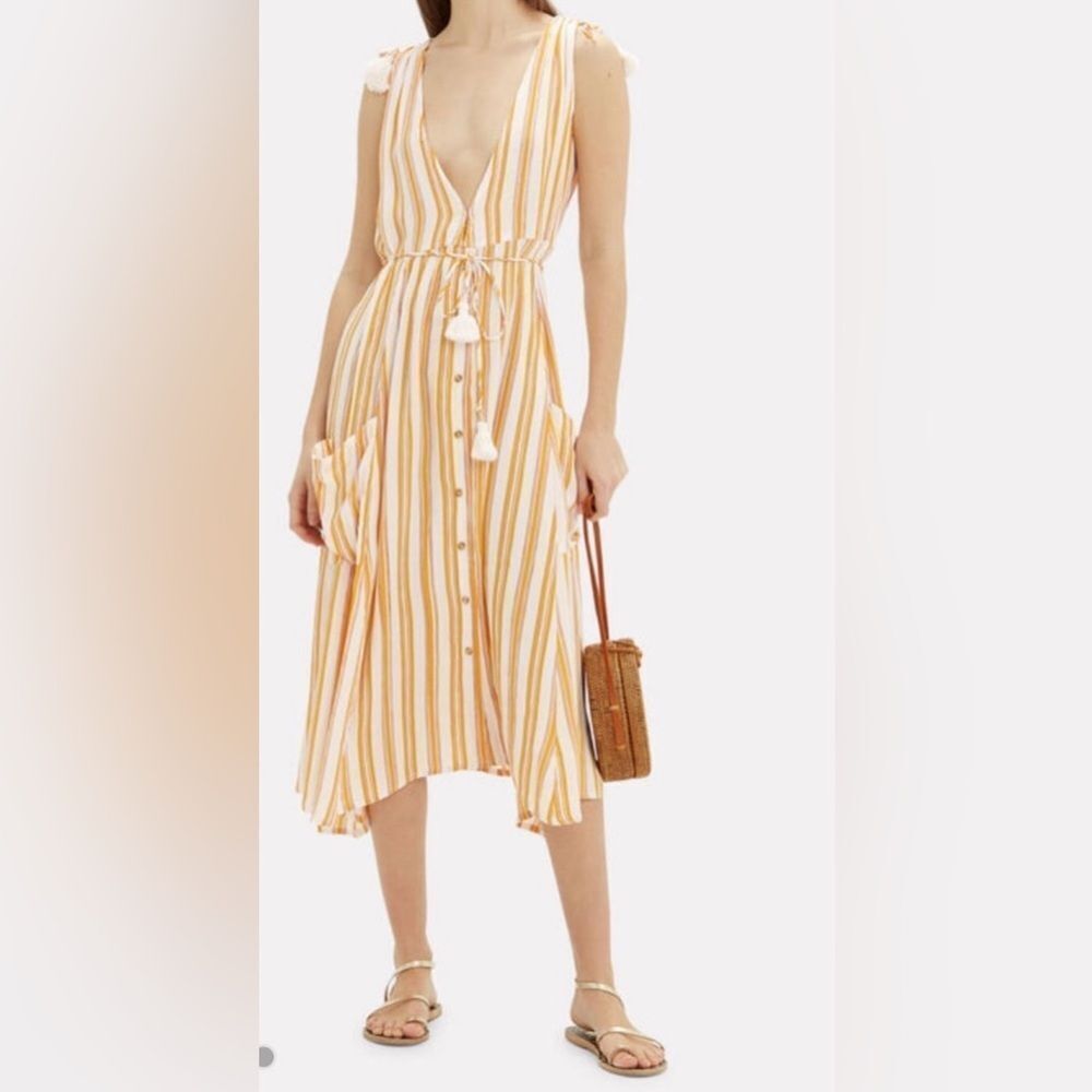 FAITHFULL THE BRAND Claudia Striped Midi Dress size M